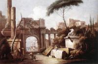 Zais, Giuseppe - Ancient Ruins with a Great Arch and a Column